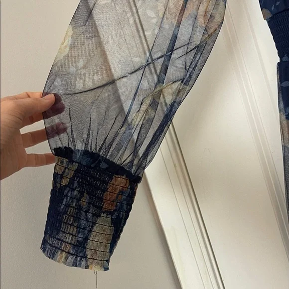 Baltic Born Layla Tulle Maxi Dress Blue + Golden Floral 2XL Long Sleeve New - Picture 7 of 9